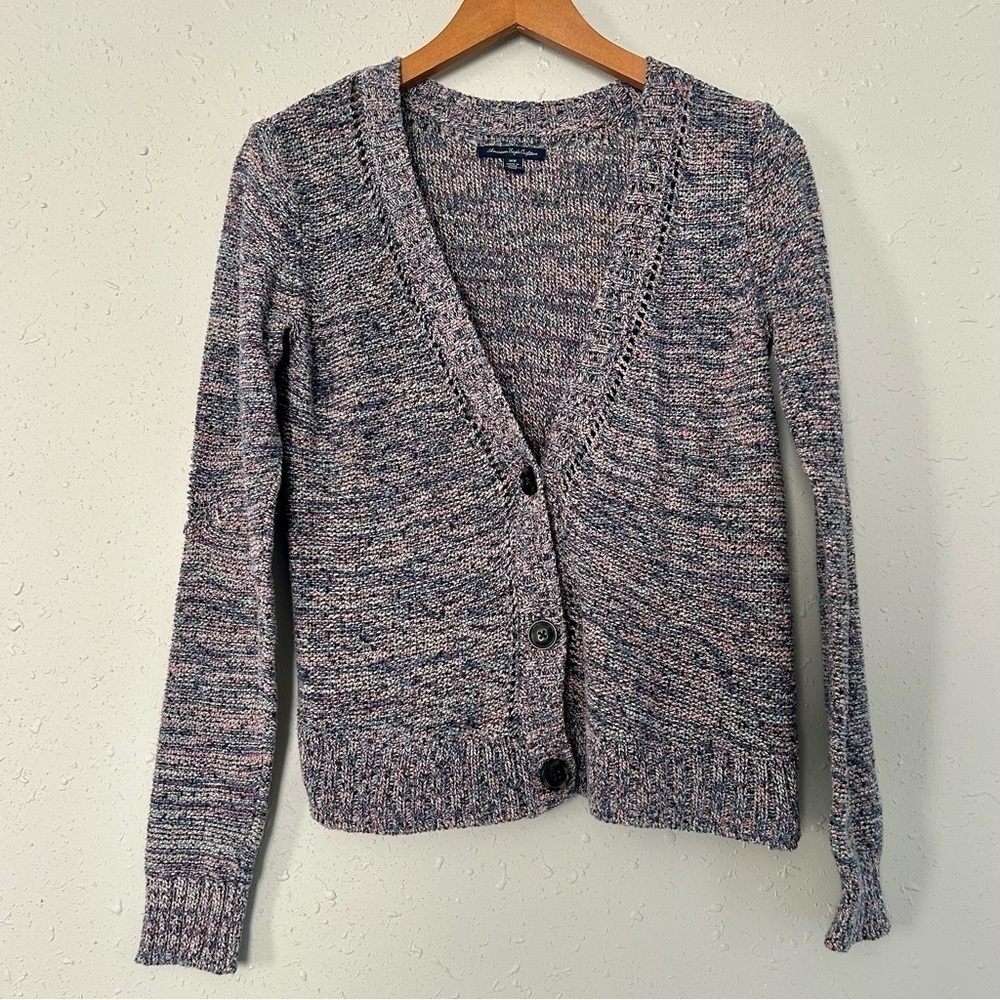 🦋 American Eagle Outfitters Blue Pink Colorful Cardigan Size Medium
